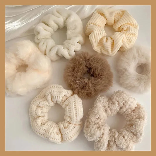 Cozy Aura Plush Scrunchie Set – 7-Piece Collection